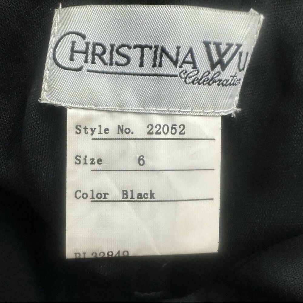 Christina Wu Elegant Black Satin Evening Gown - Picture 13 of 14